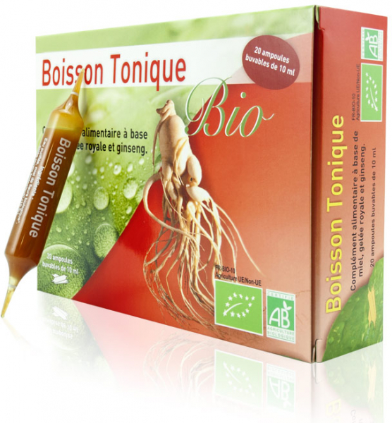 Ampoules de ginseng et gelée royale BIO, 20 ampoules de 10 ml