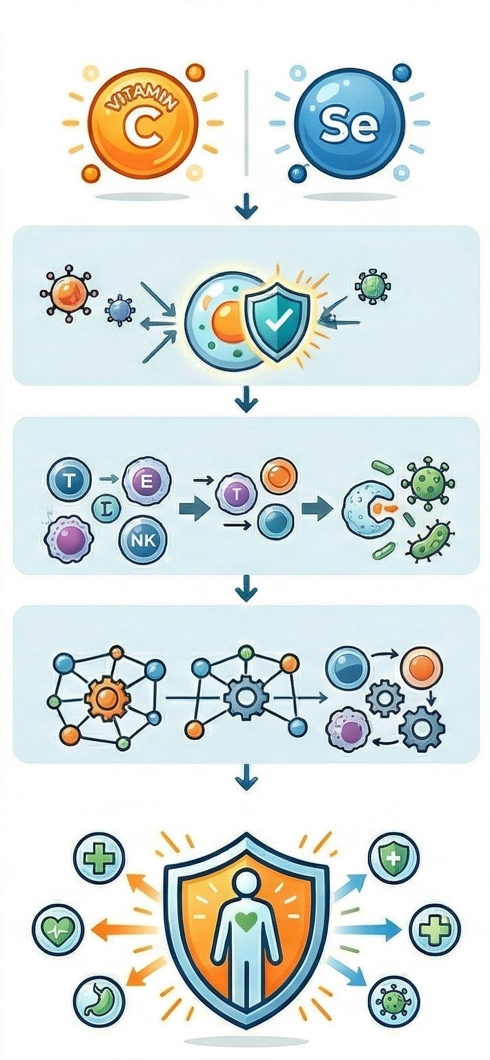 Processus de fonctionnement de la synergie entre le sélénium et la vitamine C
